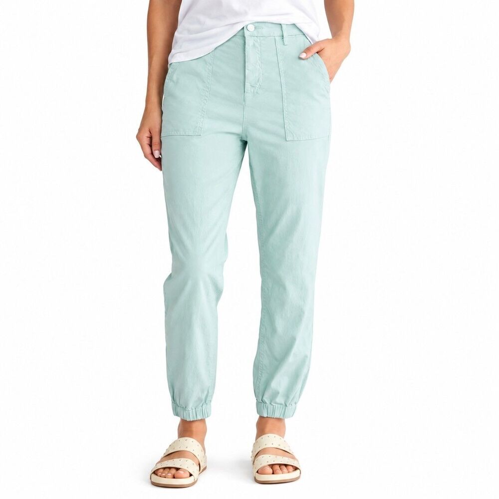 Frank & Eileen Jameson Utility Jogger Pants Linen Blend In Seafoam Blue Sz 4